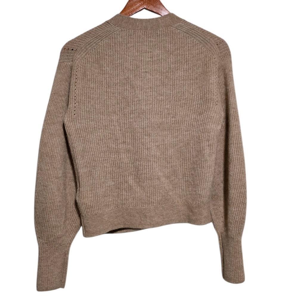 Quince Baby Alpaca-Wool Cropped Cardigan in Camel Size Small - Picture 3 of 4